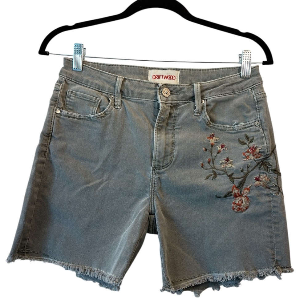 Driftwood Women's Lulu Gray Embroidered Jean Shorts